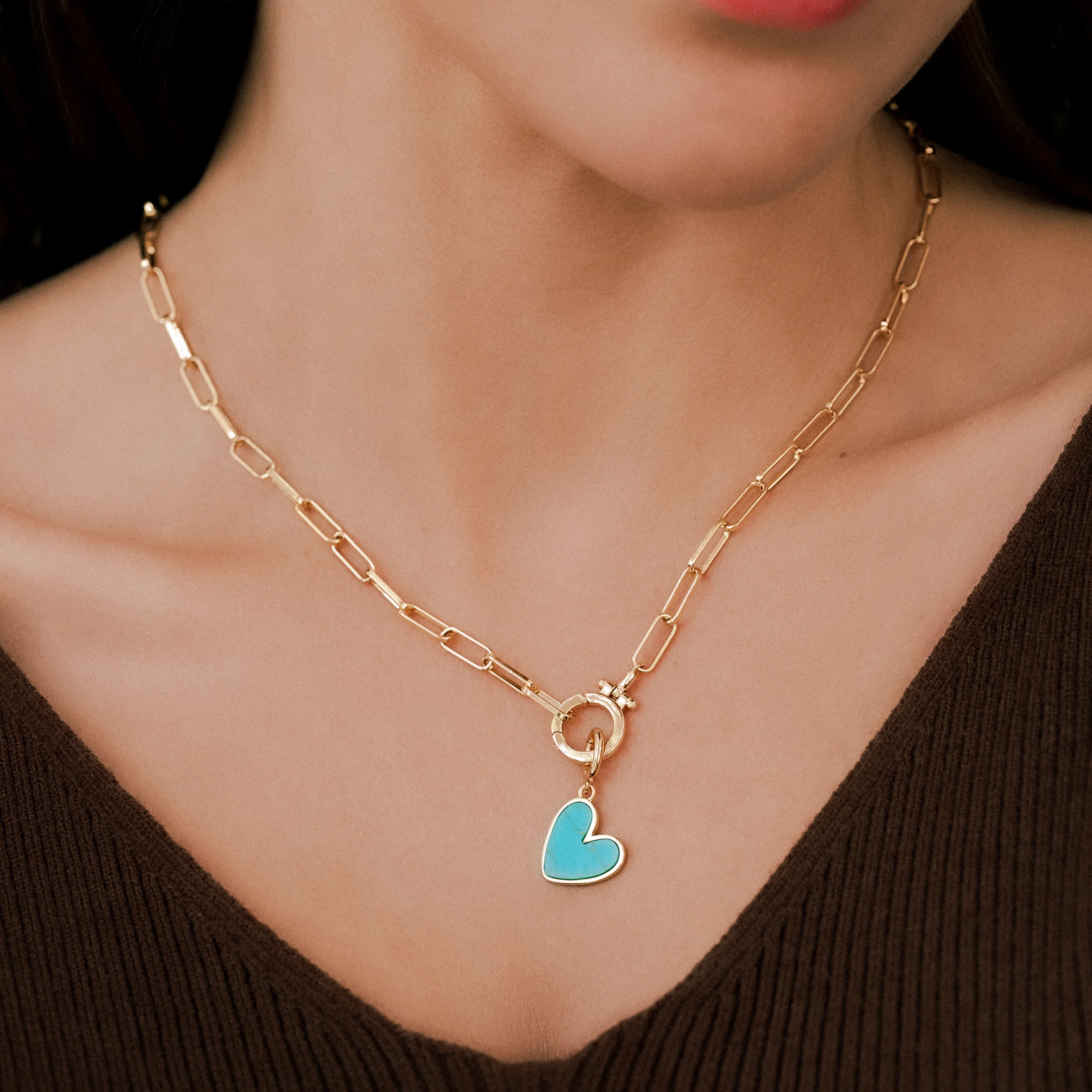 Natural Stone Heart Charm