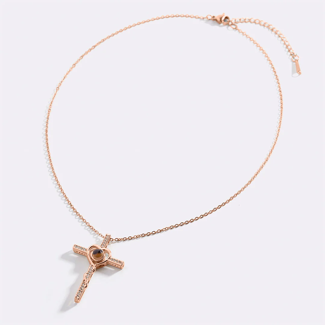 Heart and Cross Photo Necklace