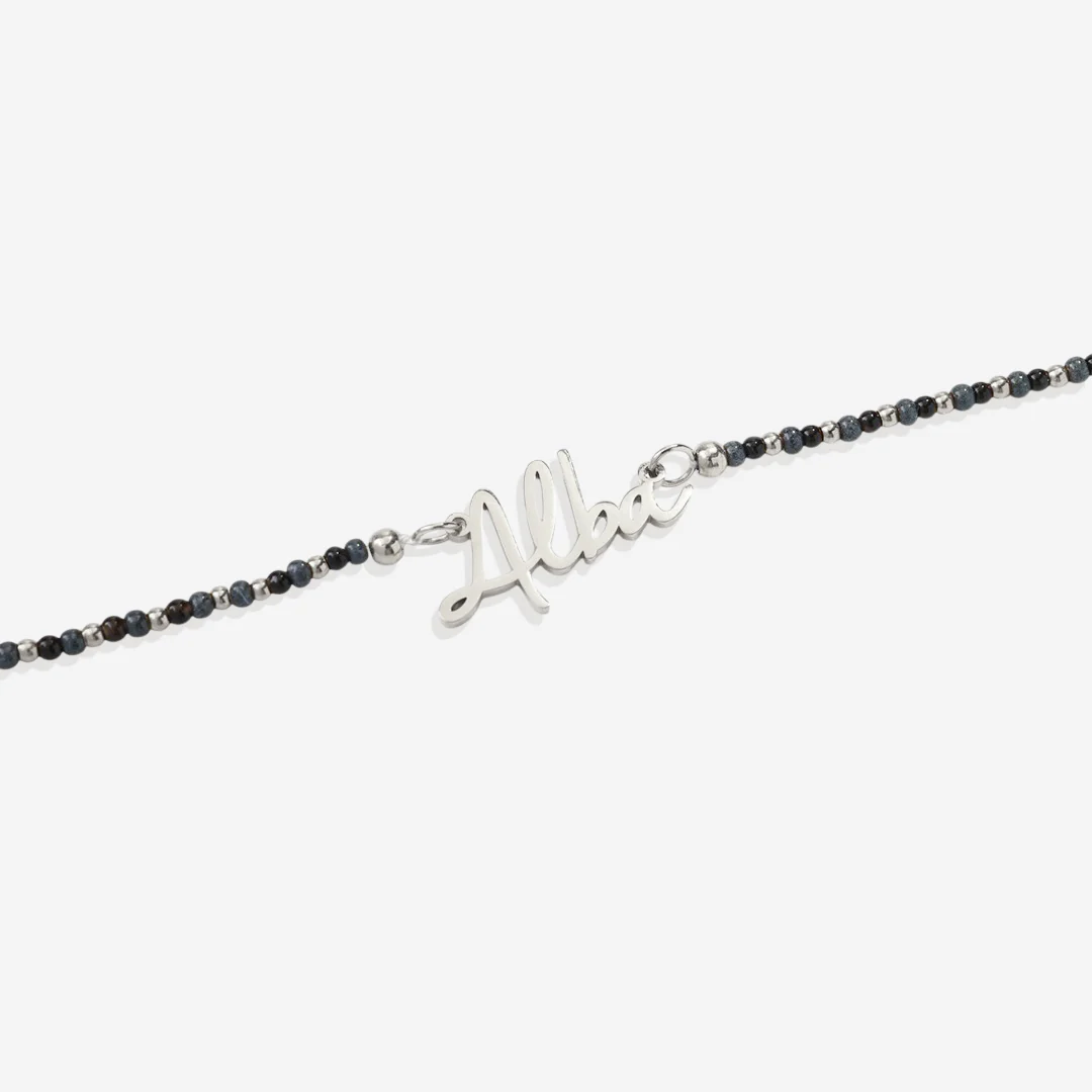 Onyx Beaded Fairy Name Necklace