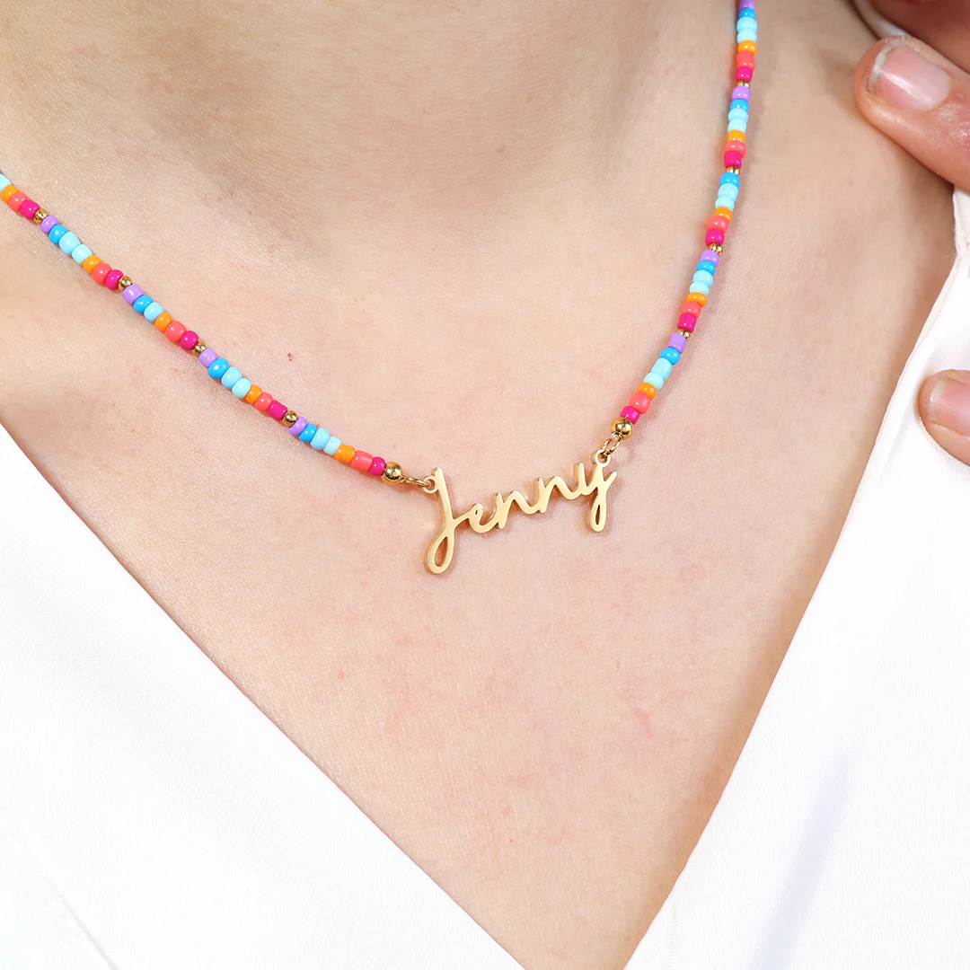 Beach Vibes Beaded Fairy Name Necklace