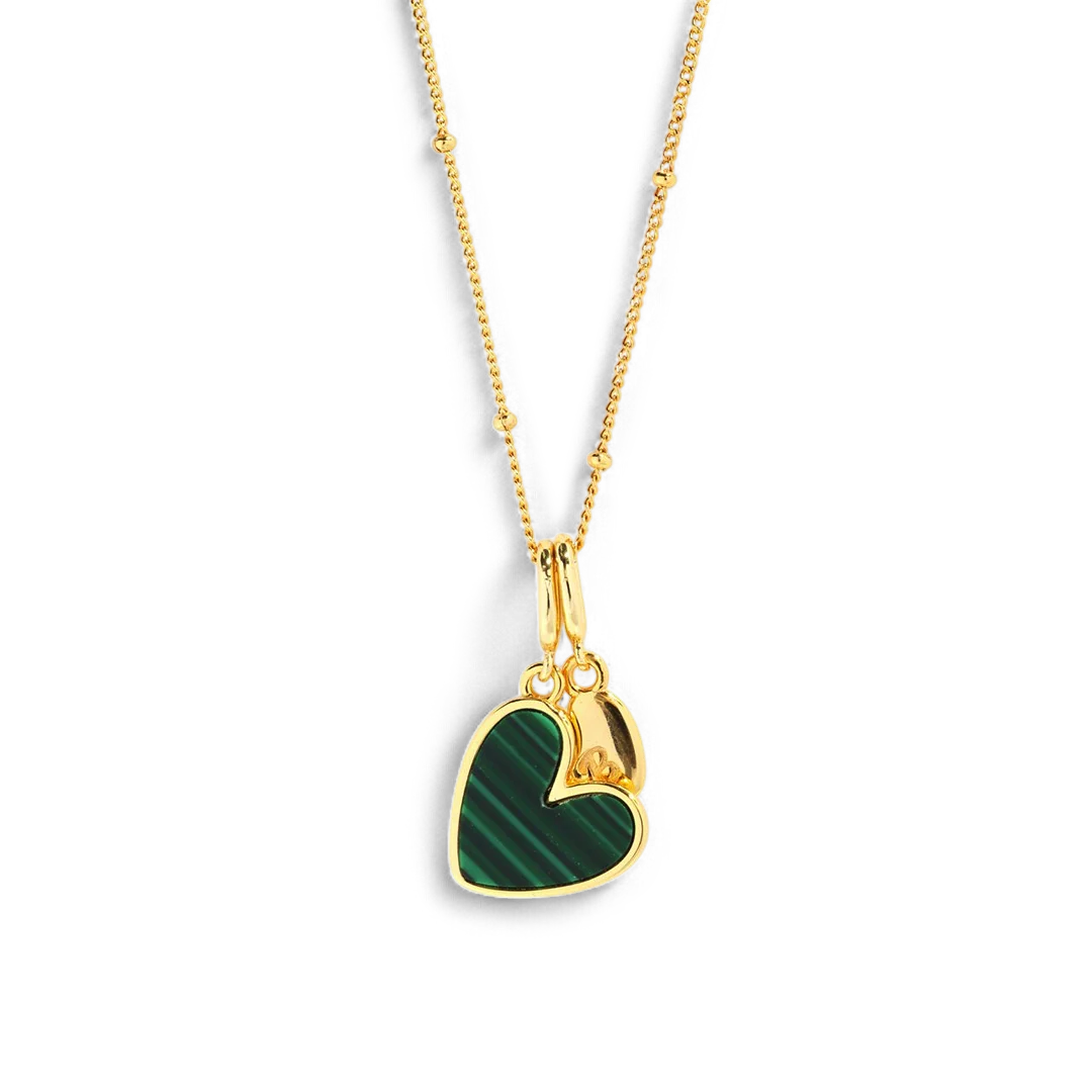 Malachite Heart Initial Necklace