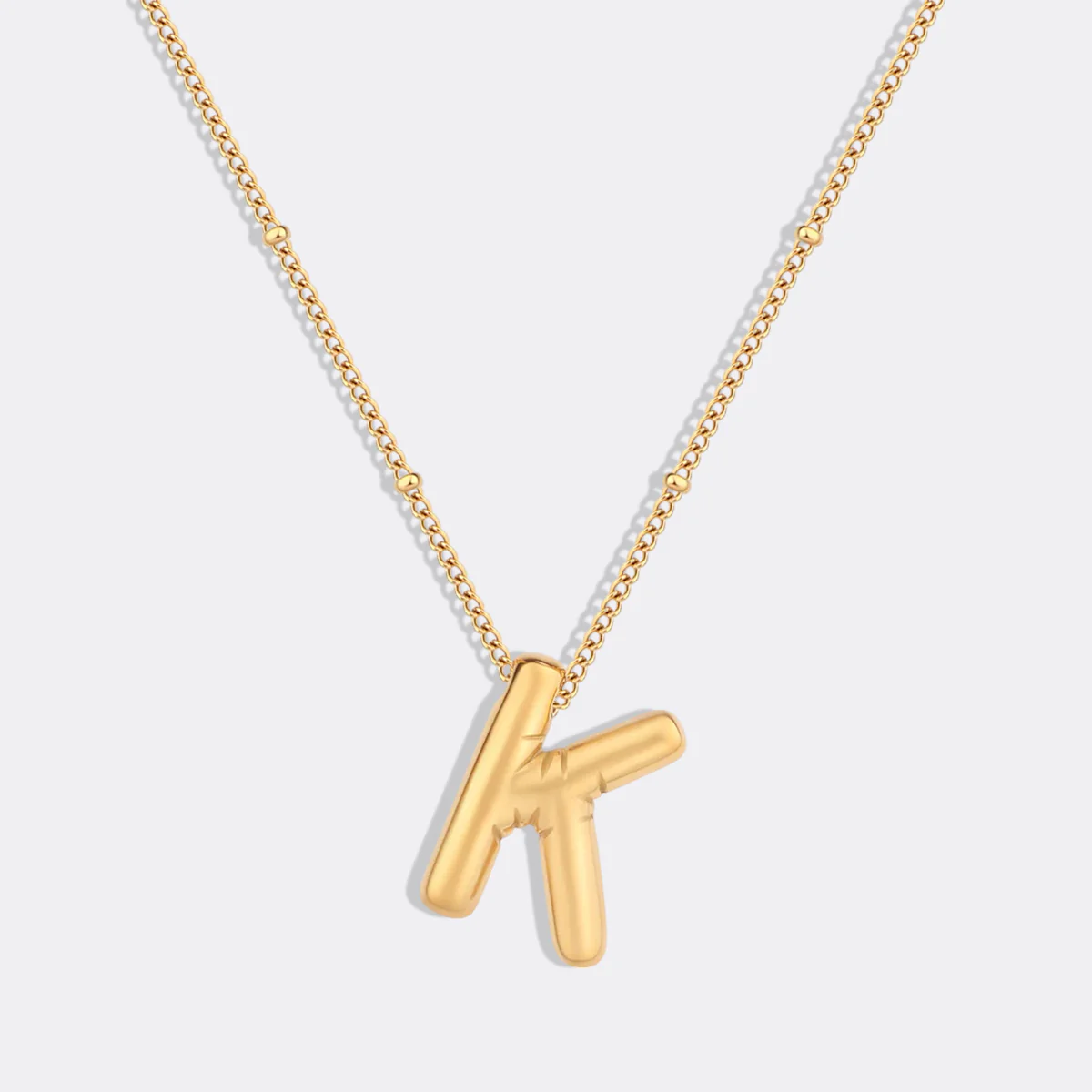 Balloon Initial Necklace with Satellite Chain