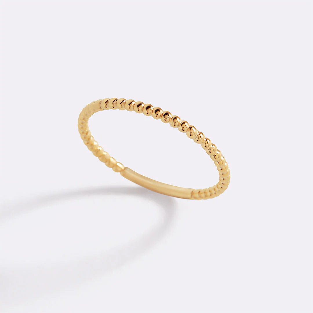 Gold Dainty Stacking Beaded Ring