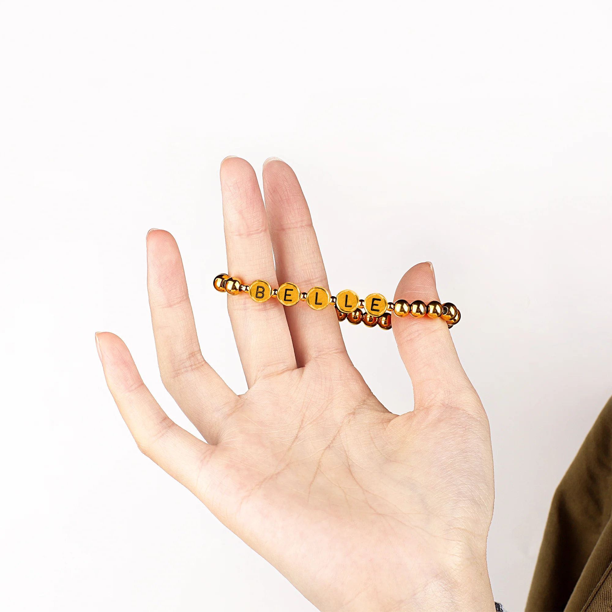 Custom Gold Beaded Name Bracelet