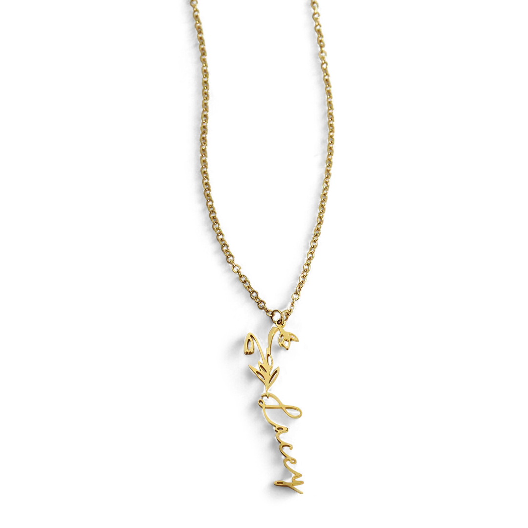 Birth Flower Name Necklace