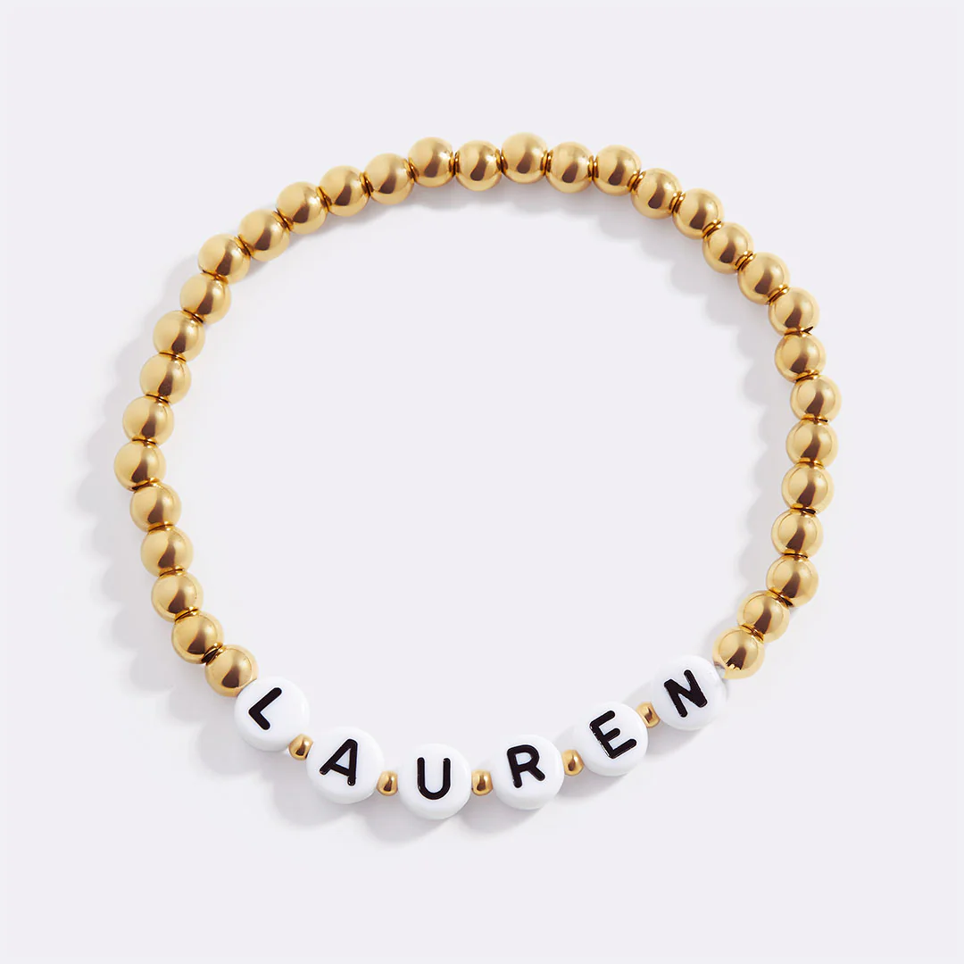 Custom Gold Beaded Name Bracelet