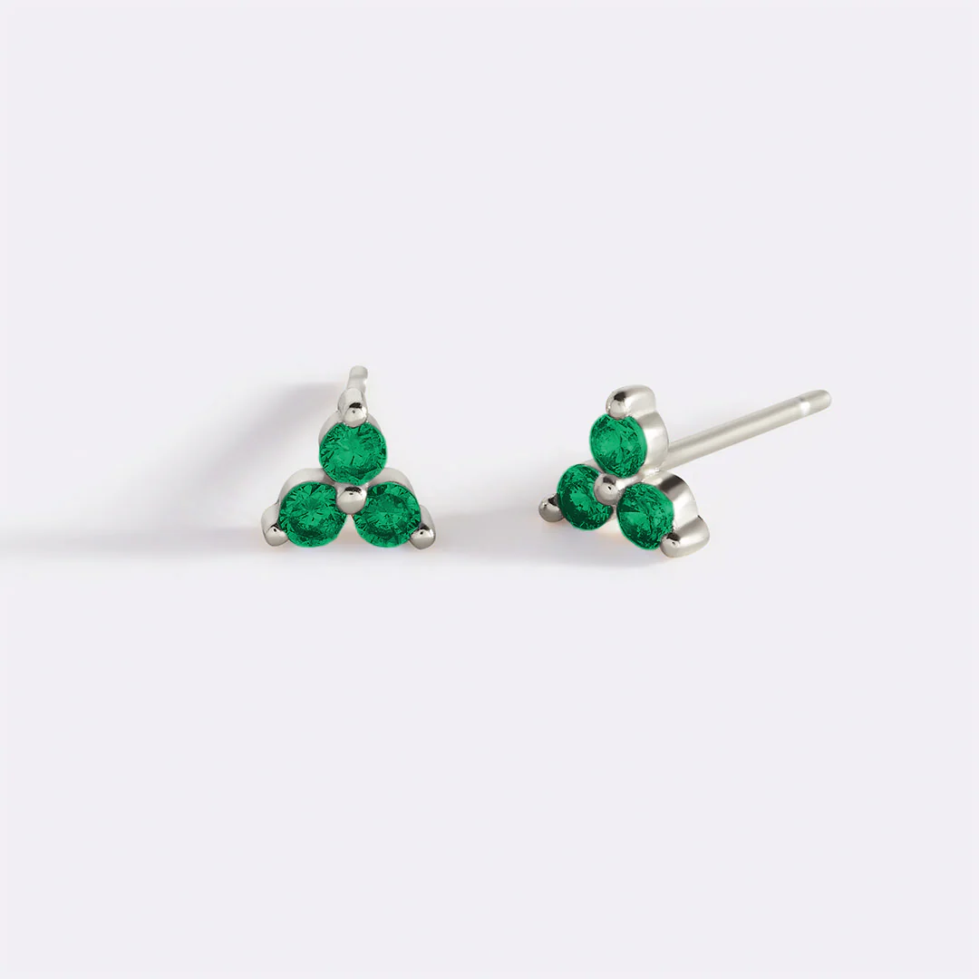 Trinity Birthstone Stud Earrings
