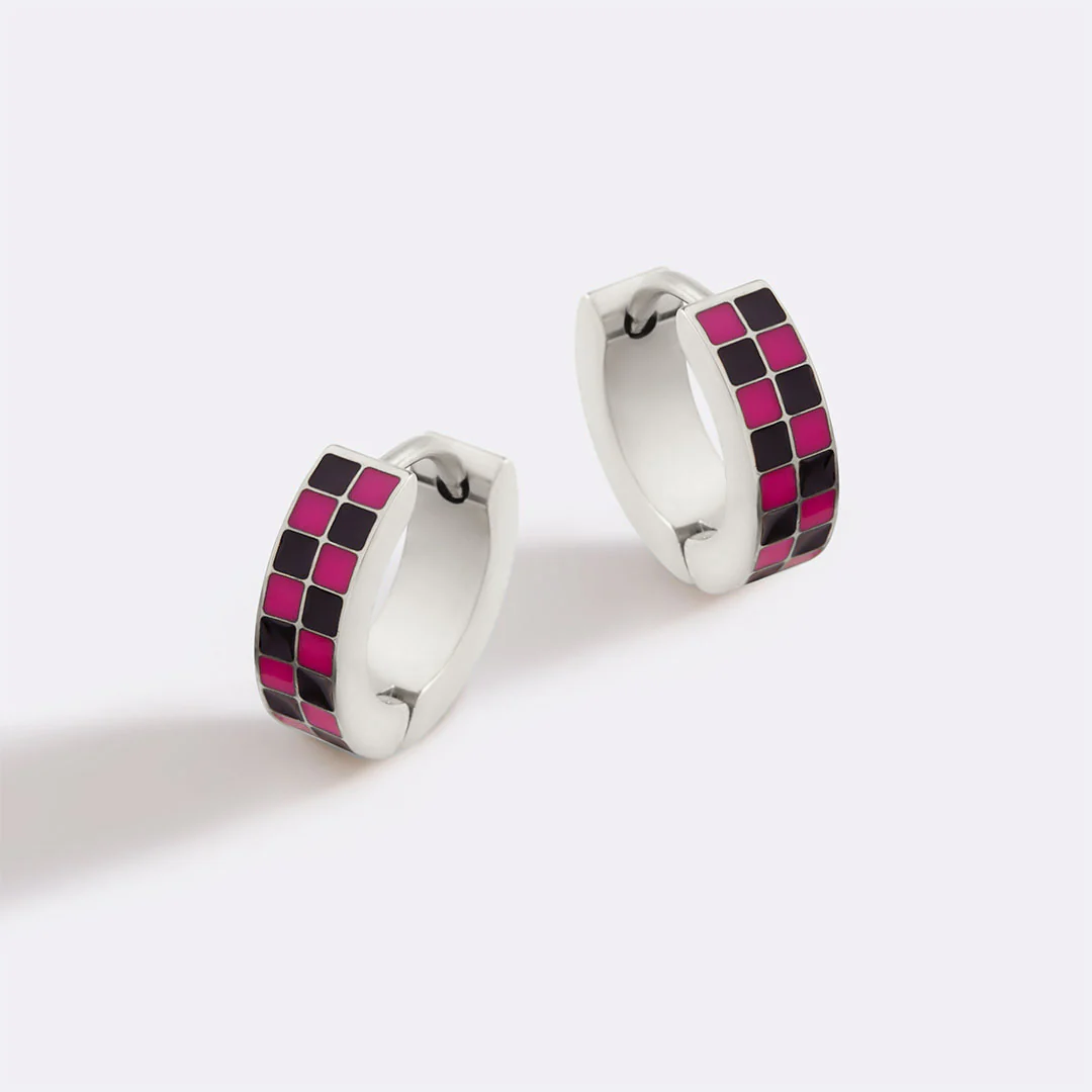 Checkered Hoop Earrings