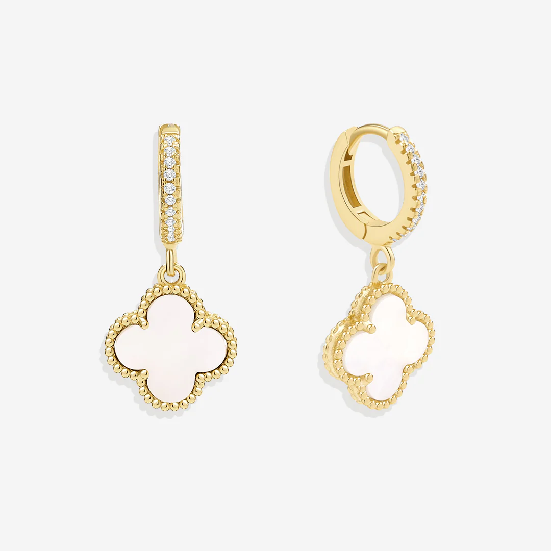 Pave Clover Drop Earrings