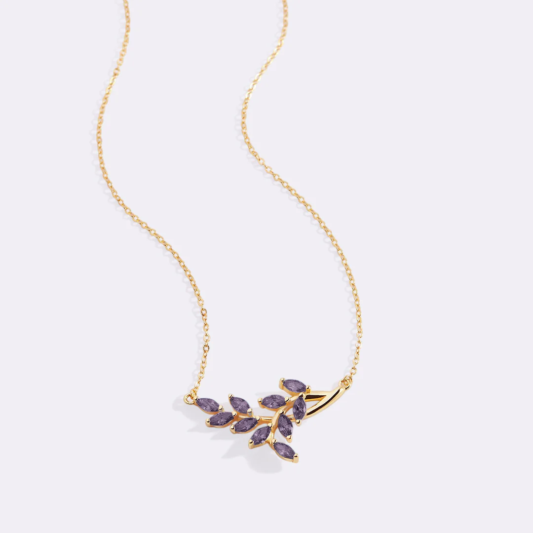 Birthstone Leaf Pendant Necklace