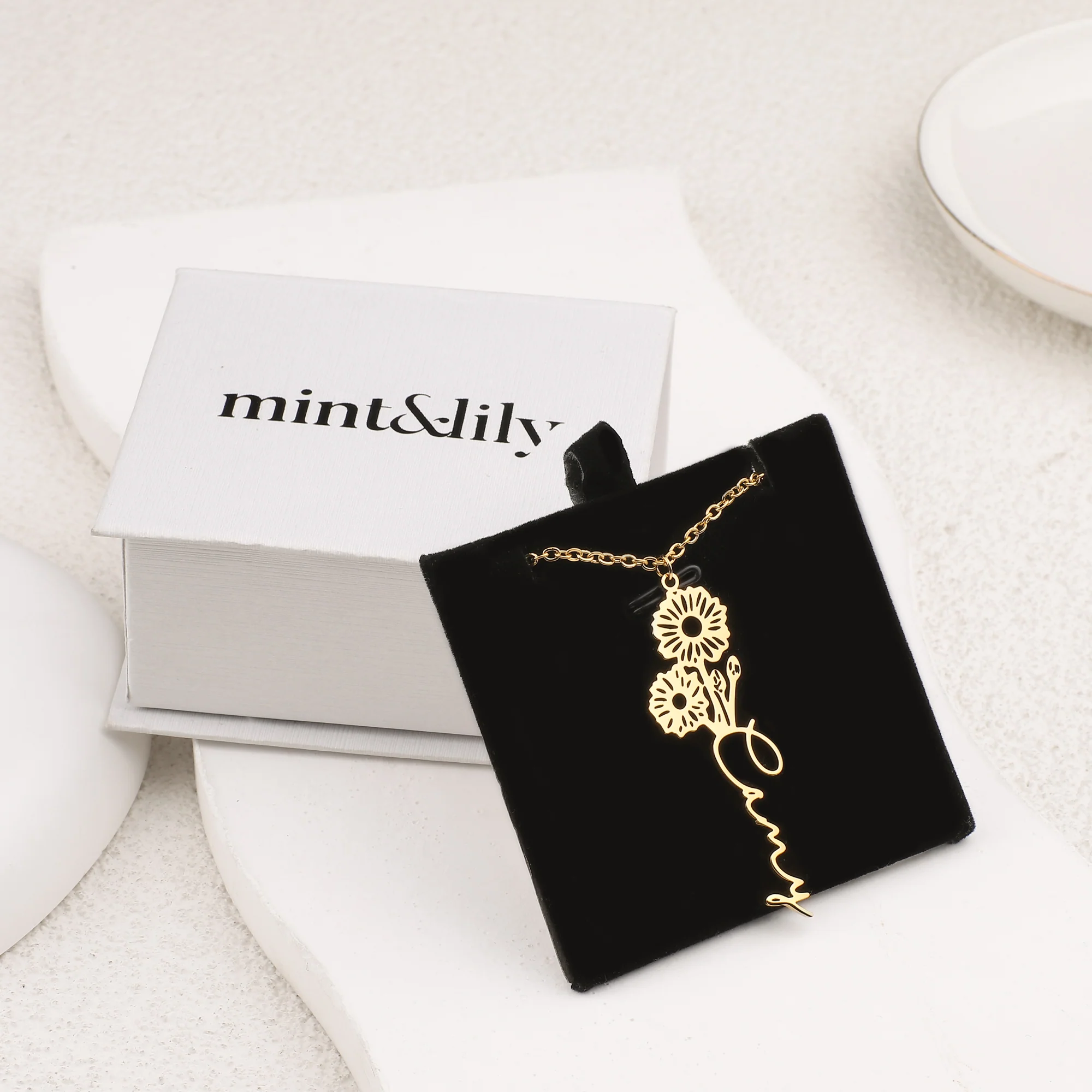 Birth Flower Name Necklace