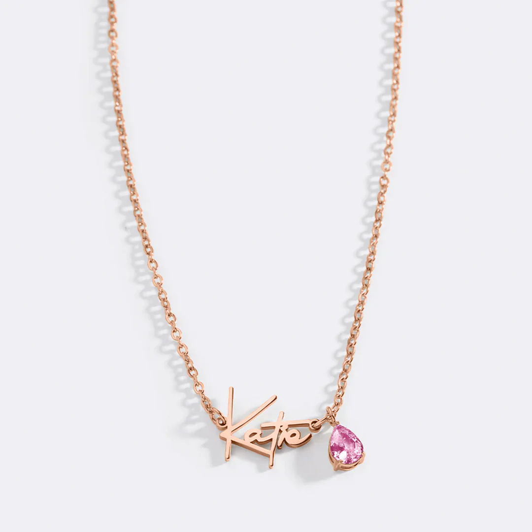 Handmade Birthstone Name Necklace