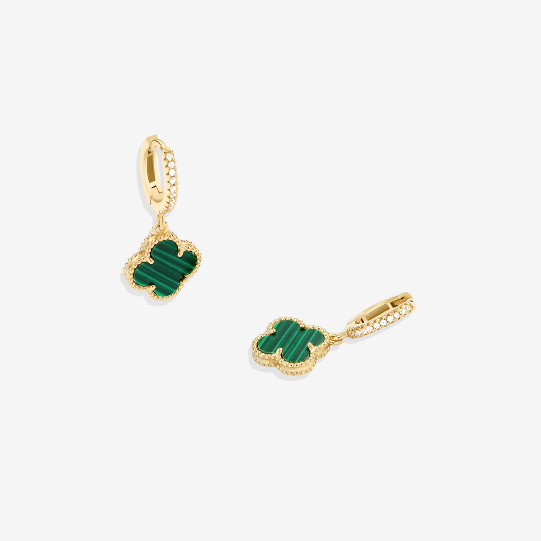 Pave Clover Drop Earrings