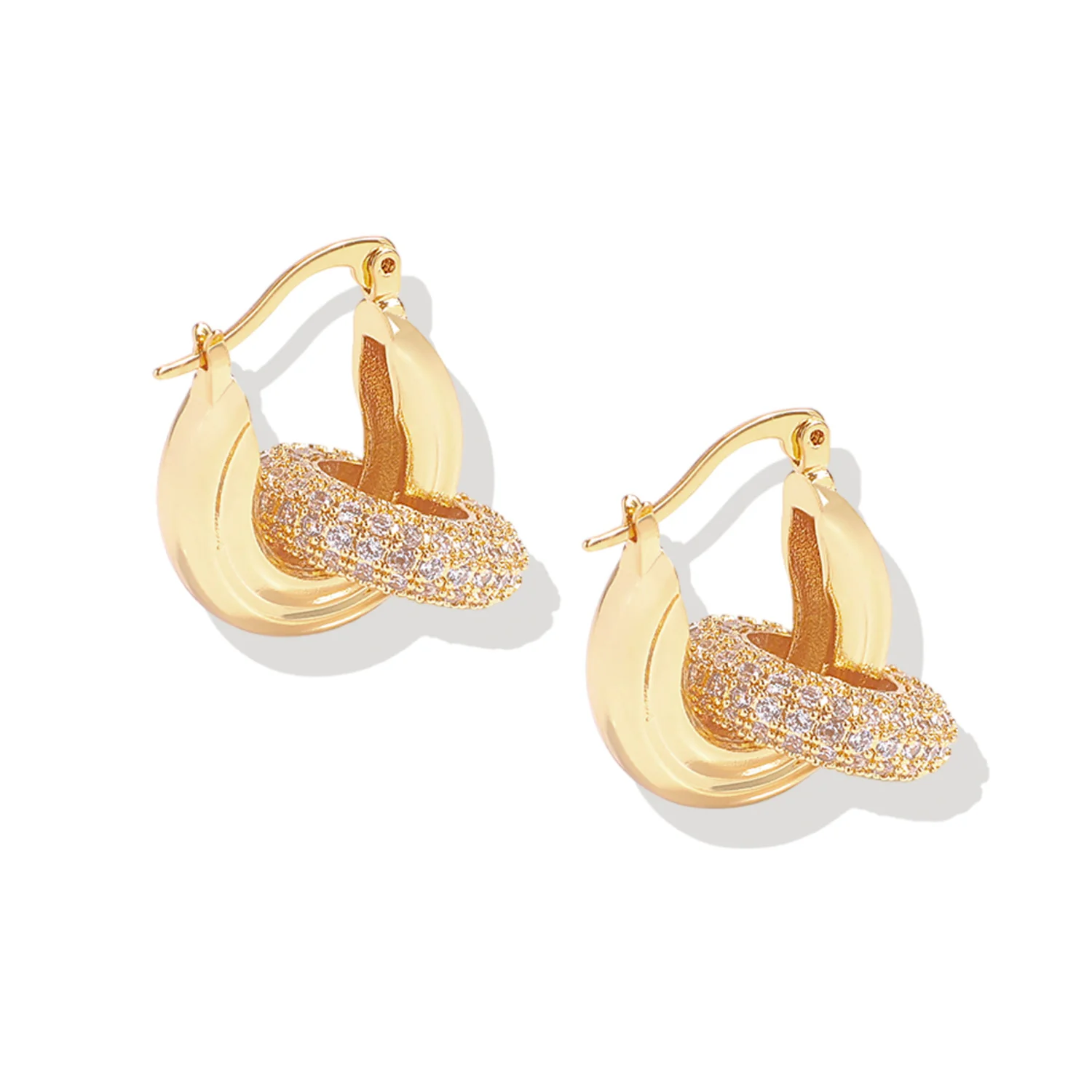 Pave Interlock Hoop Earrings