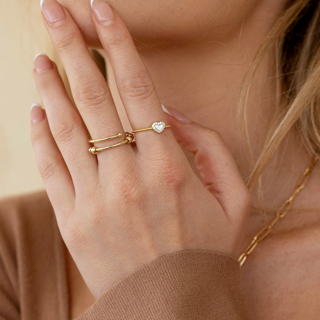 Tiny Gemstone Heart Stacking Ring