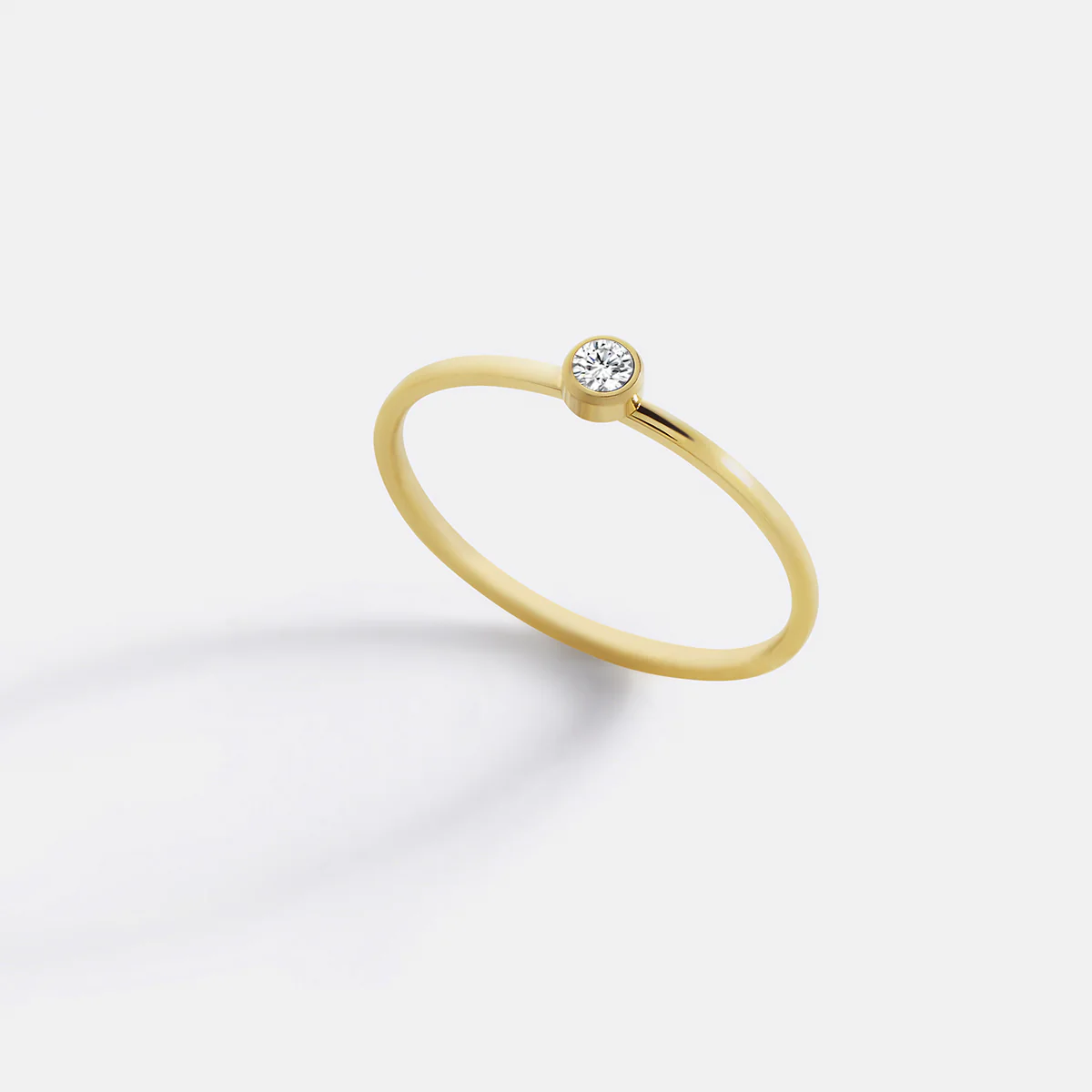 Minimalist Bezel-Set April Birthstone Stacking Band