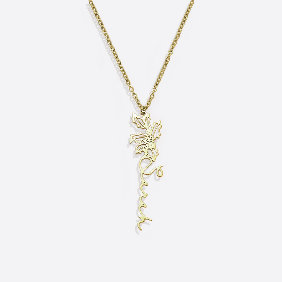 Birth Flower Name Necklace