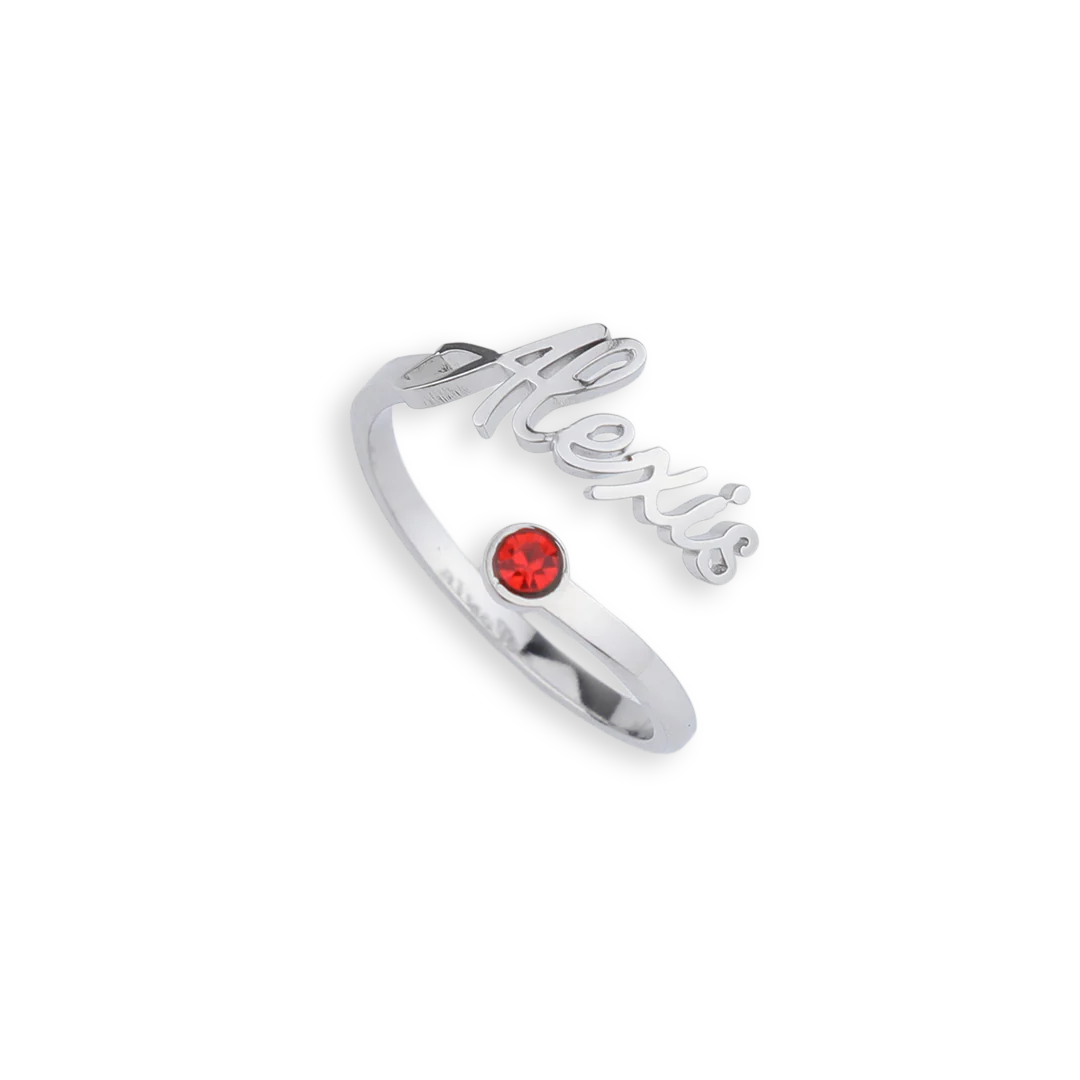 Custom Name Birthstone Ring