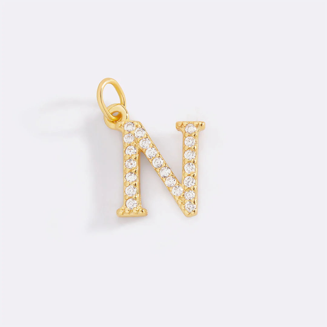 Dainty Pave Initial Charm