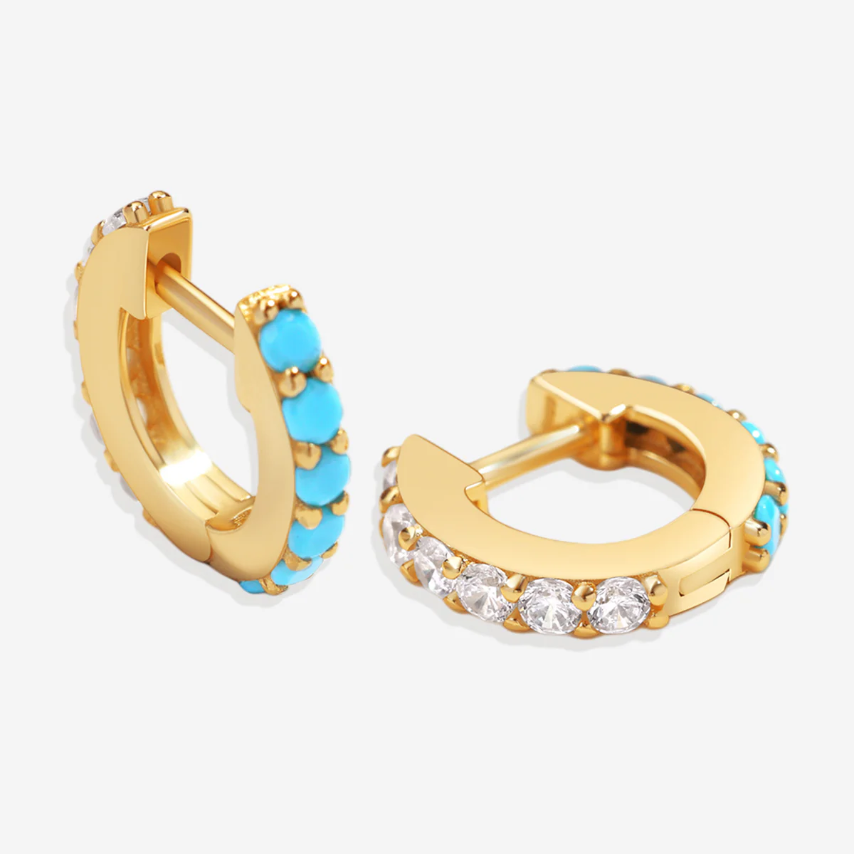 Turquoise Reversible Huggie Hoop Earrings