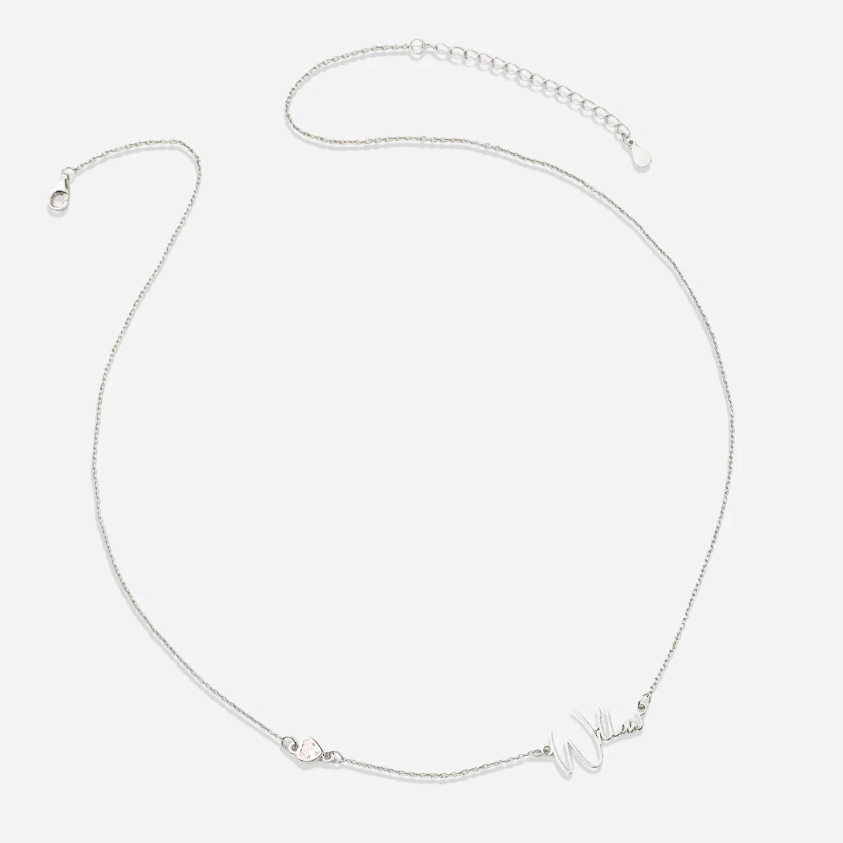 Modern Name Necklace with Heart Diamond Accent