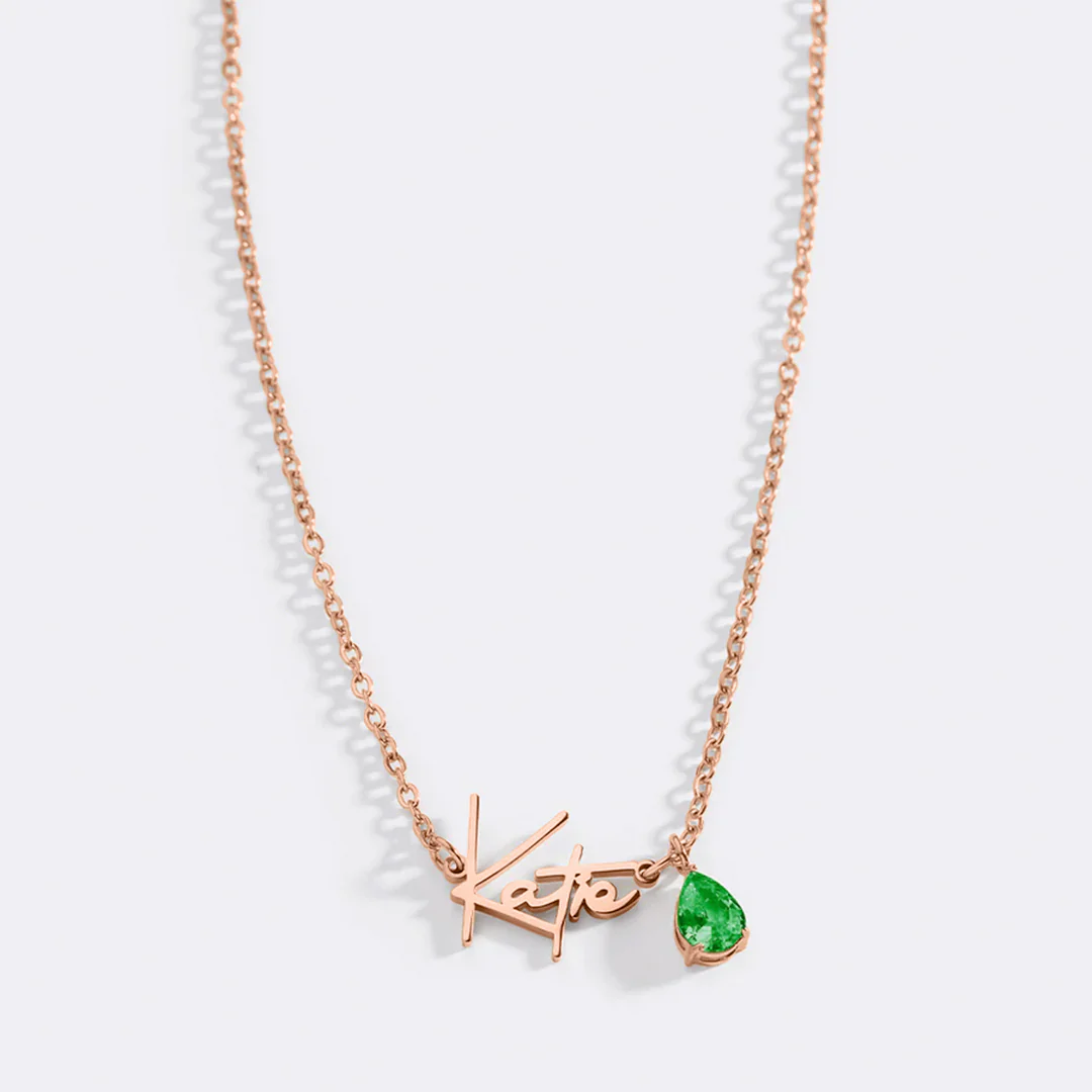 Handmade Birthstone Name Necklace