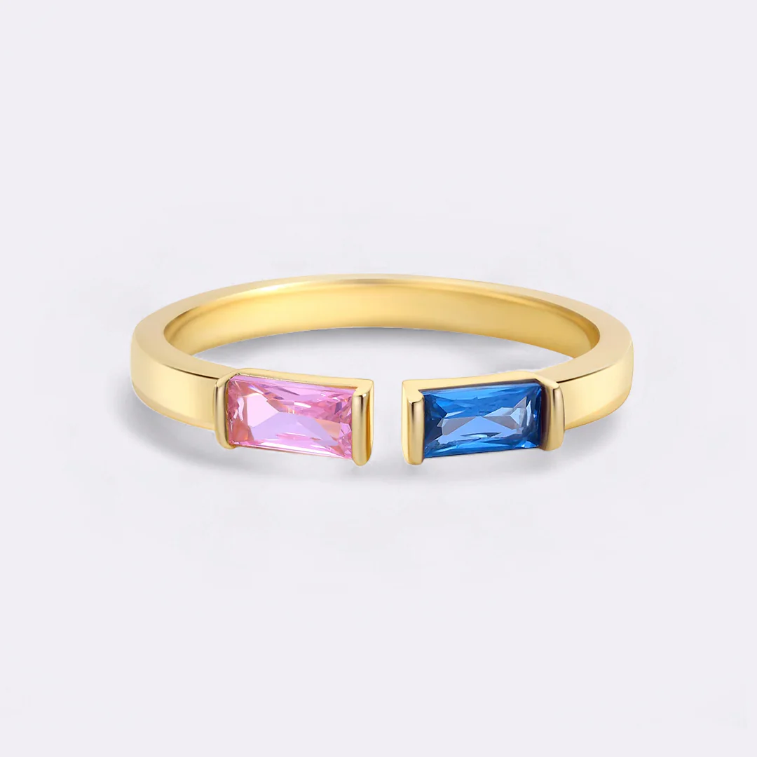 Adjustable Double Birthstone Ring