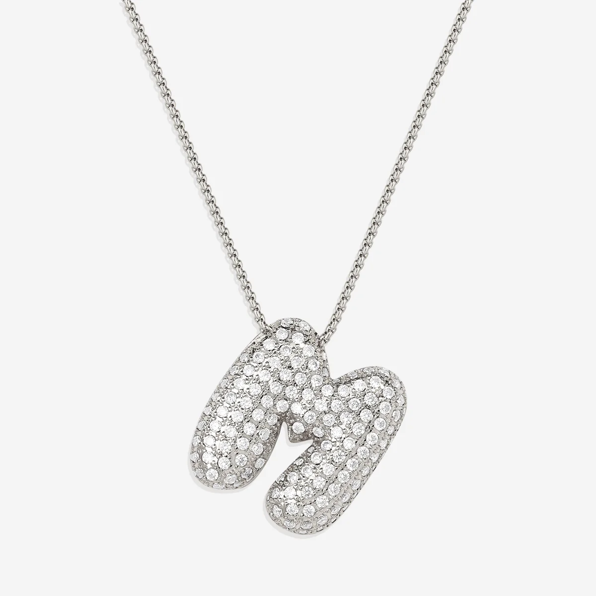 Pave Bubble Initial Necklace