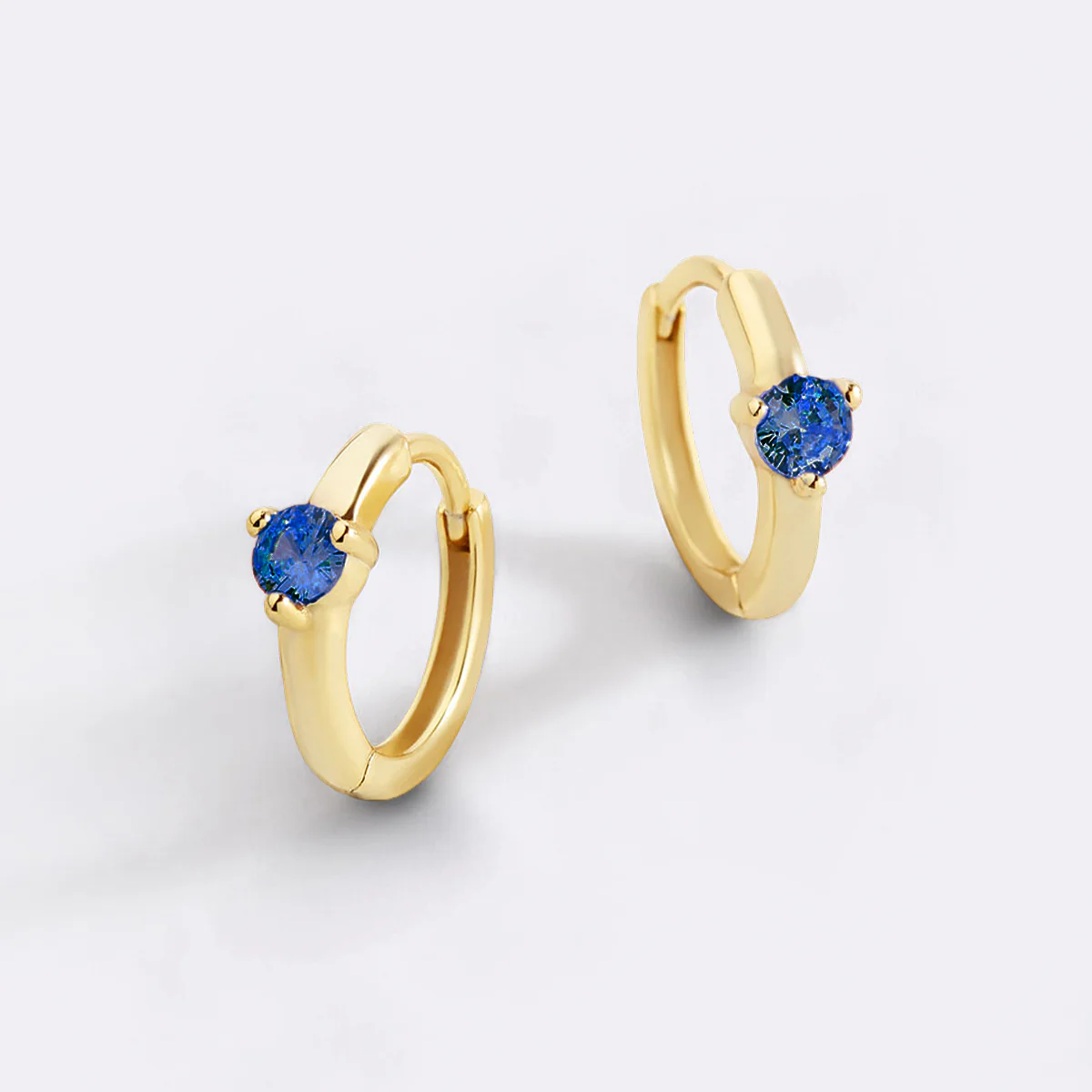 Single Stone Birthstone Huggie Hoop Earrings