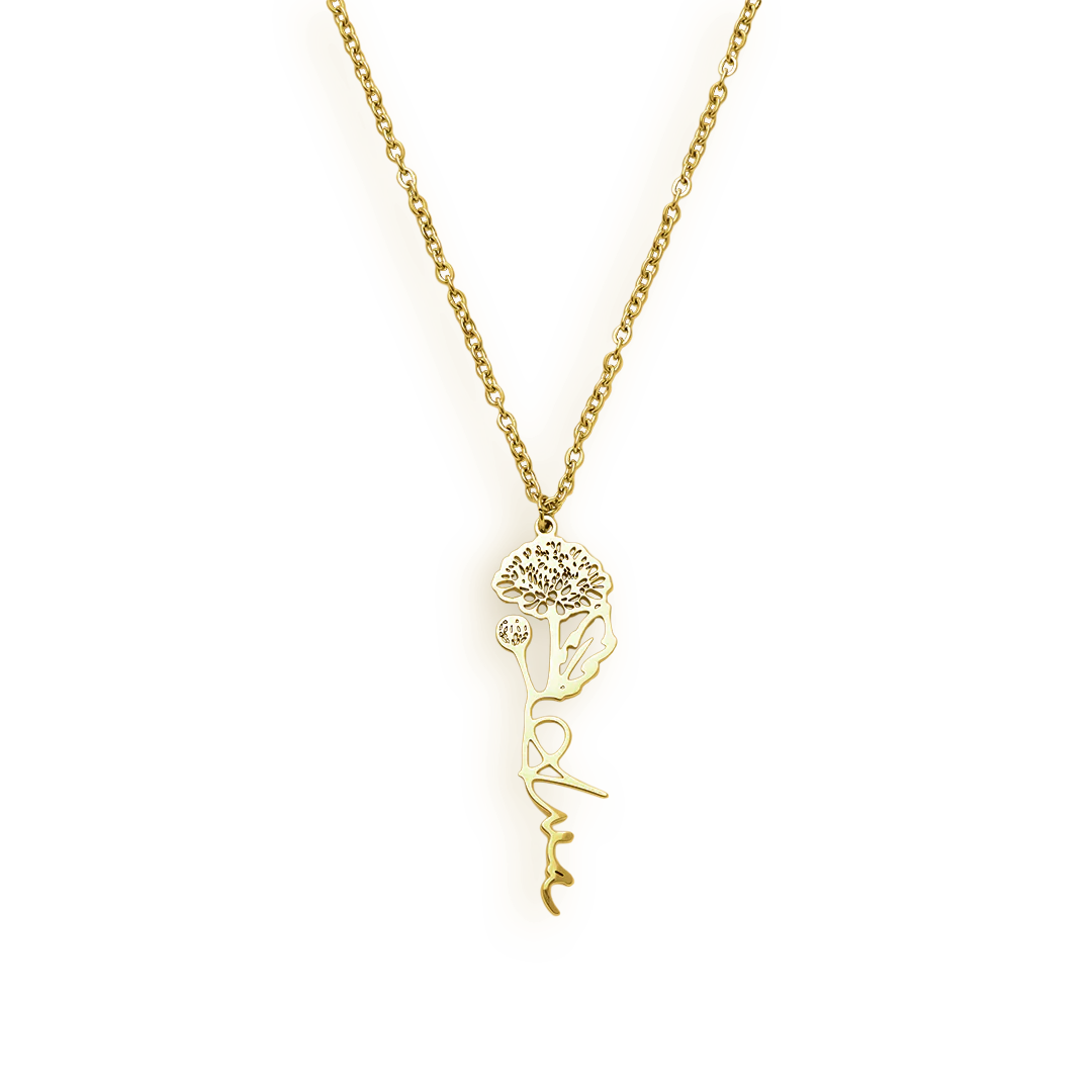 Birth Flower Name Necklace
