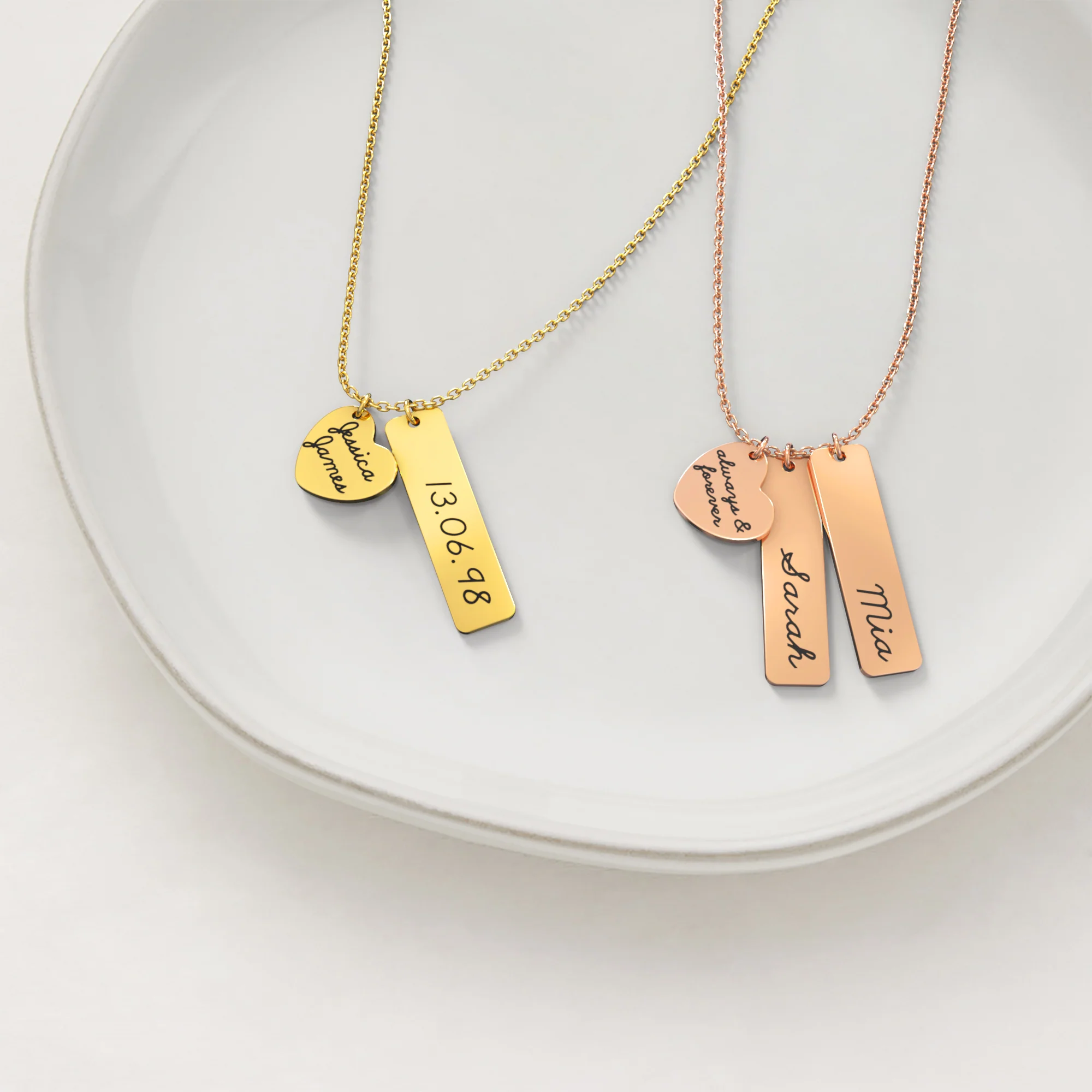 Engraved Heart Pendant Necklace • Best Friend Gift