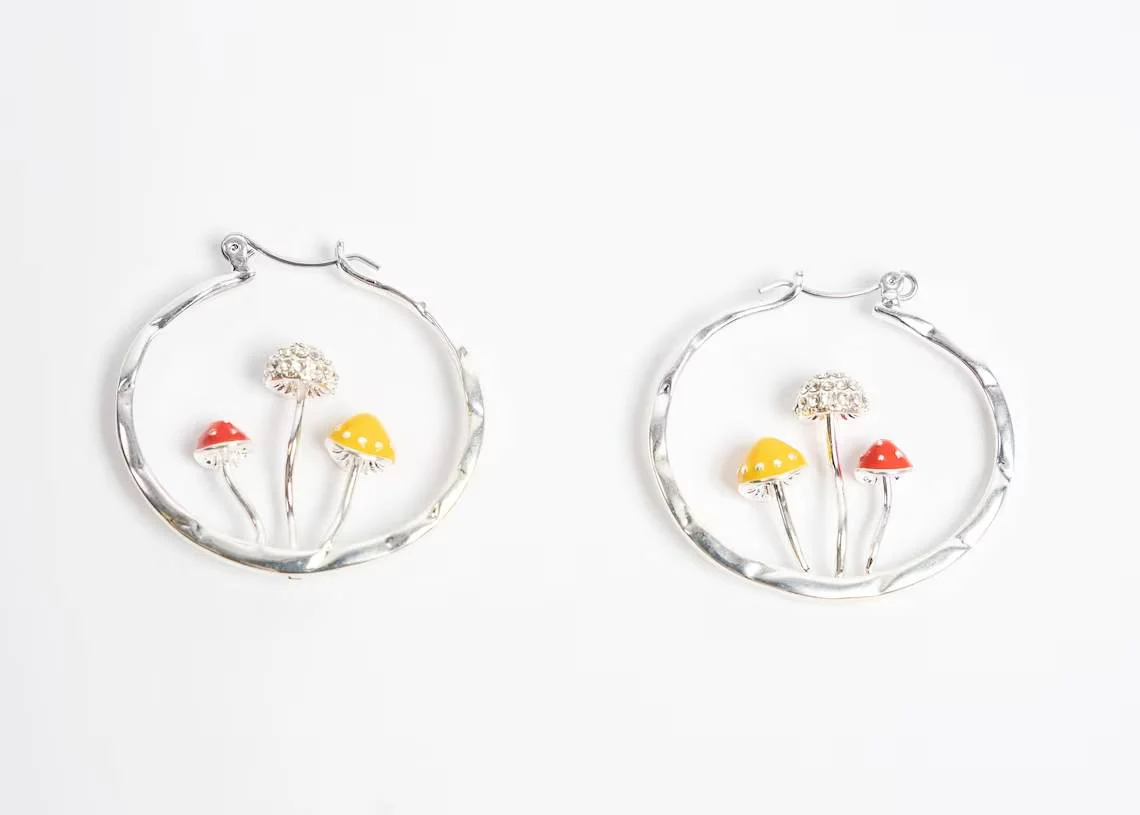 Boho Mushroom Hoop Earrings