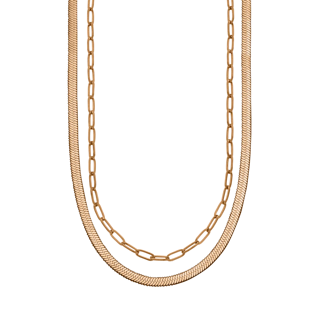 Herringbone & Paperclip Chain Set