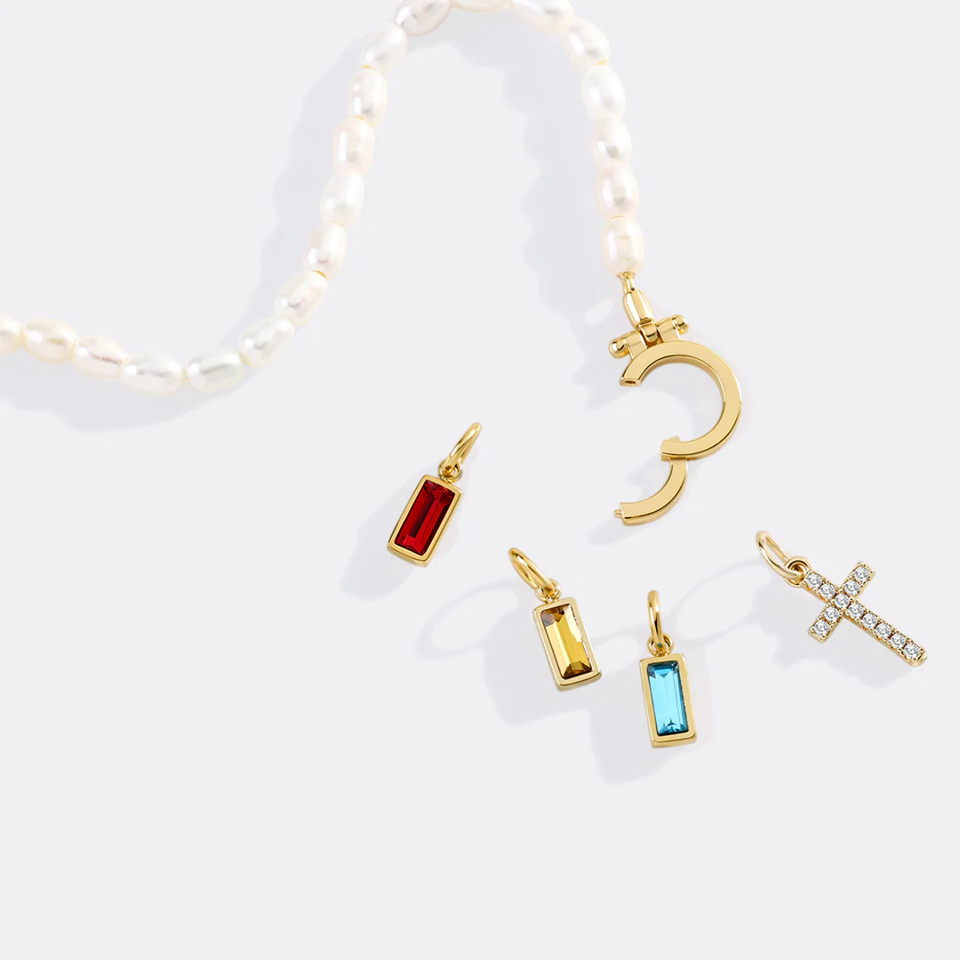 Pearl Cross Charm Bracelet