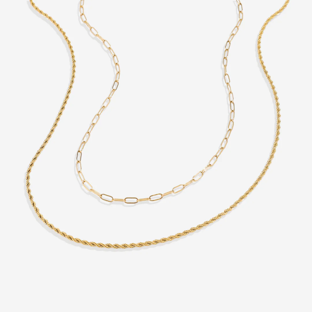 Rope & Paperclip Chain Necklace Duo