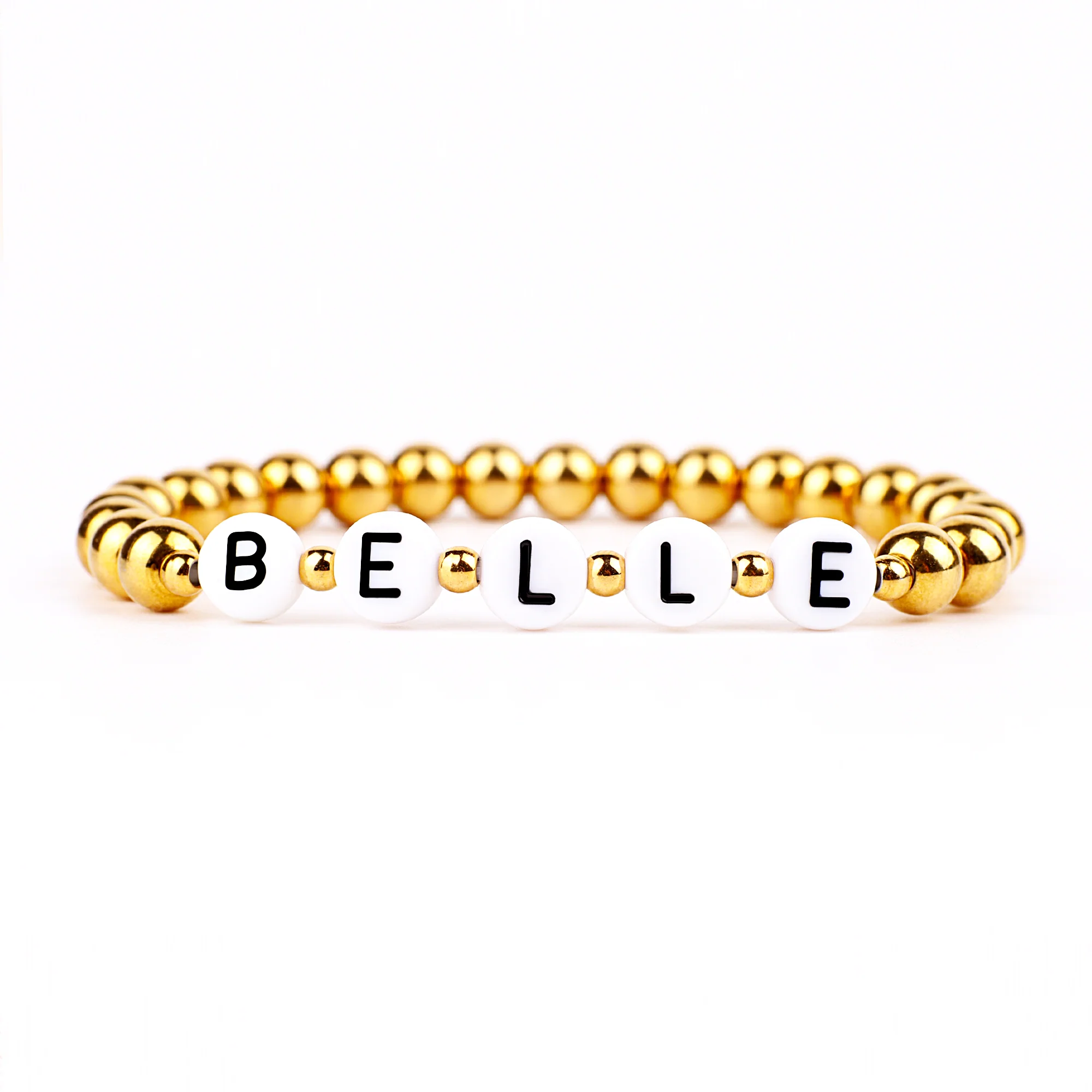 Custom Gold Beaded Name Bracelet