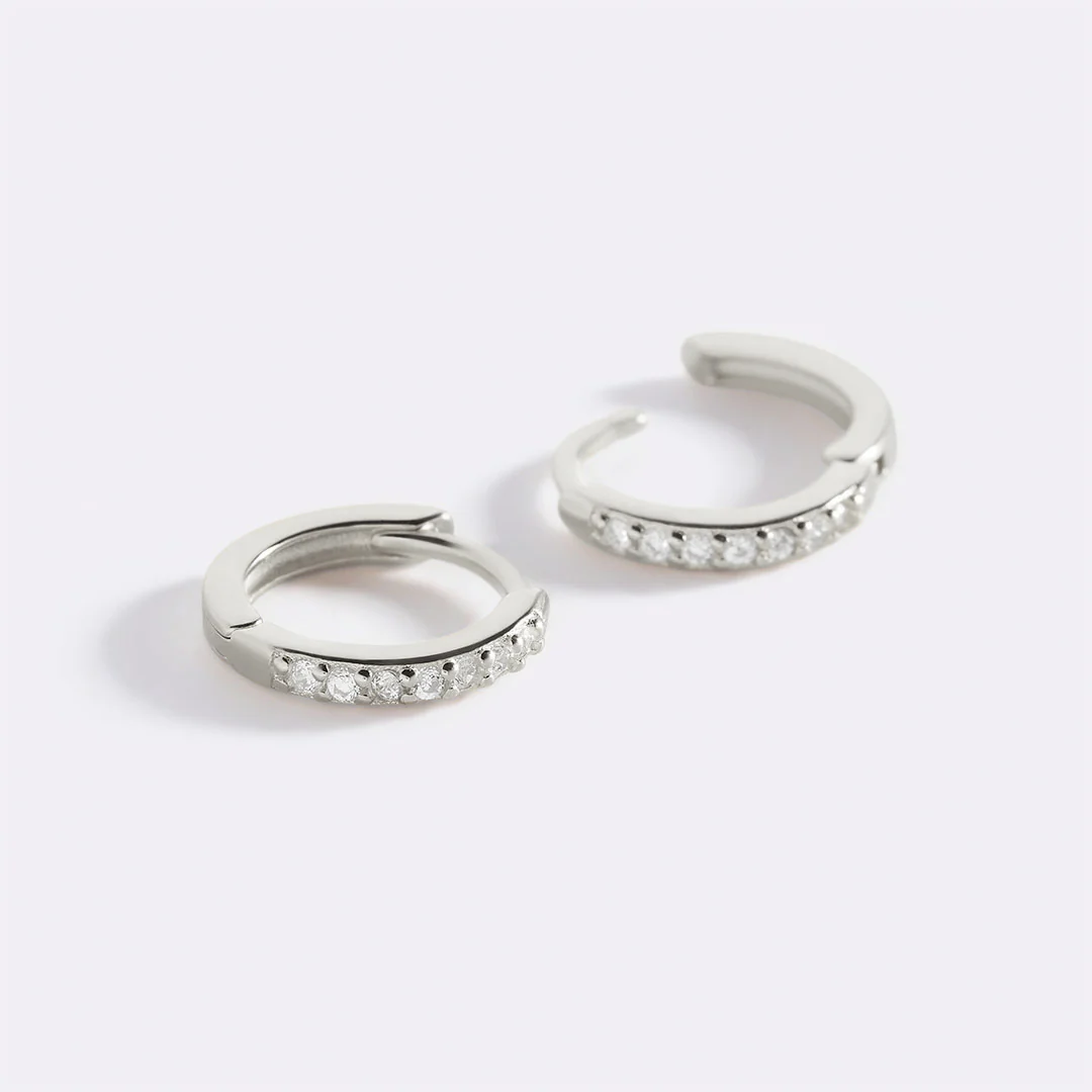 Pave Huggie Hoop Earrings