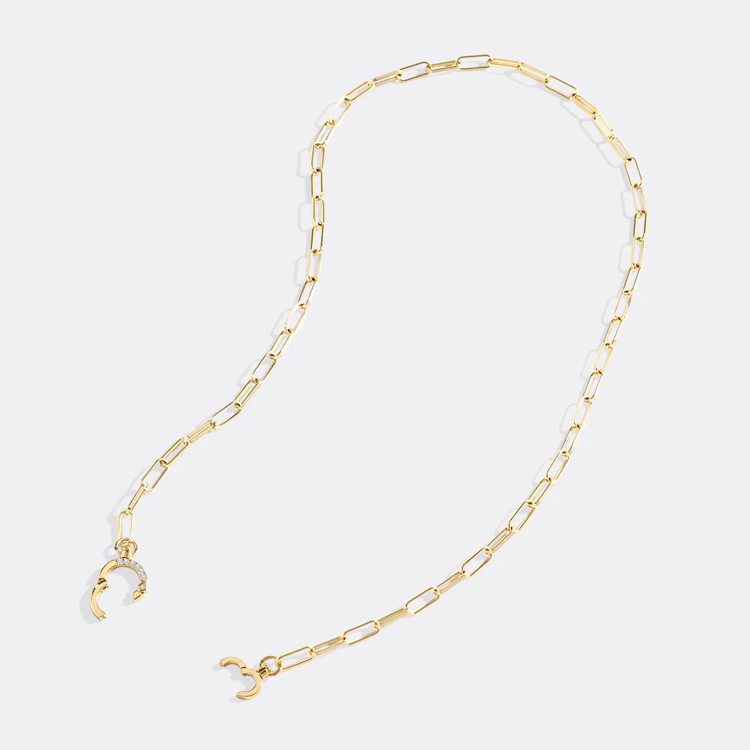 Pave Mint Paperclip Necklace