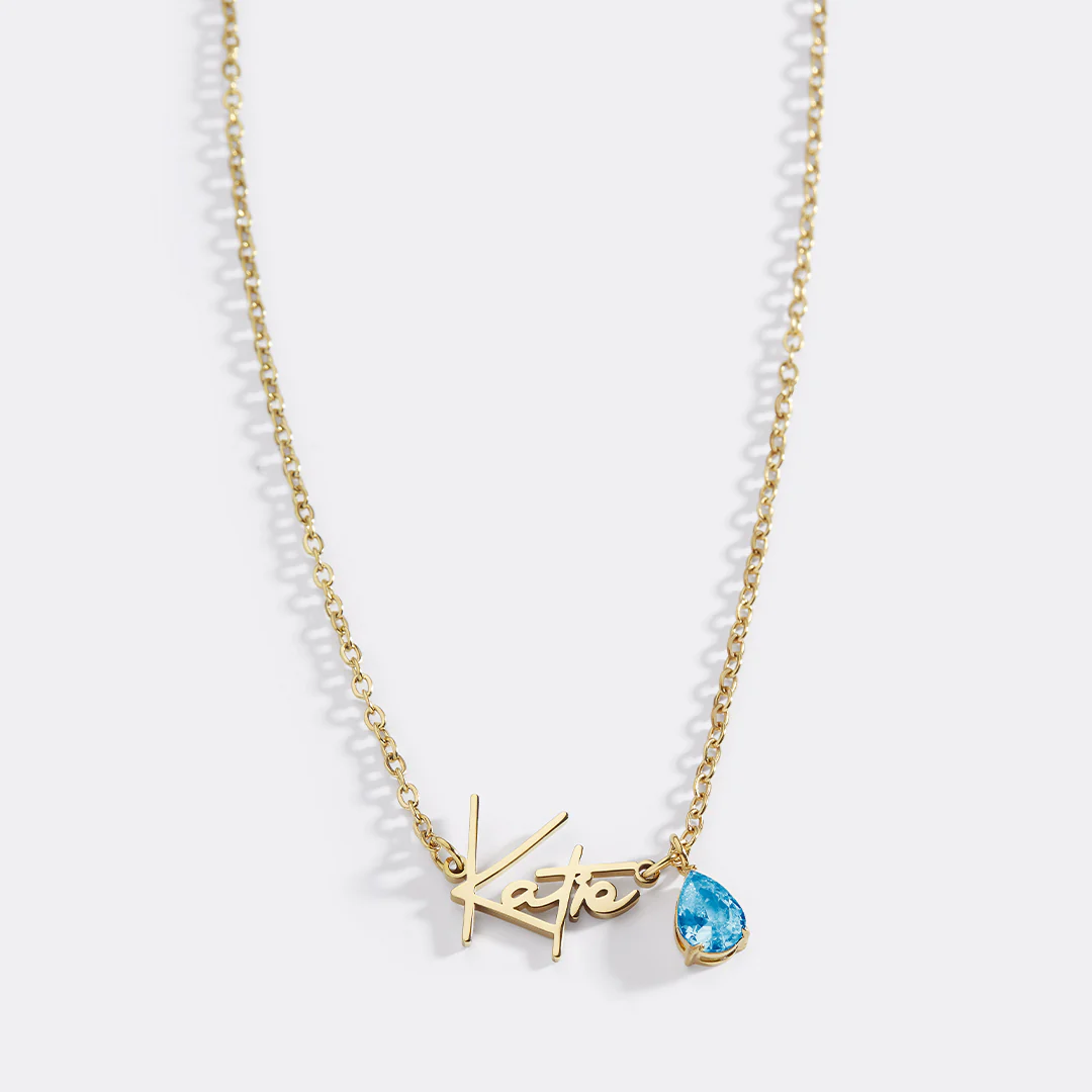 Handmade Birthstone Name Necklace