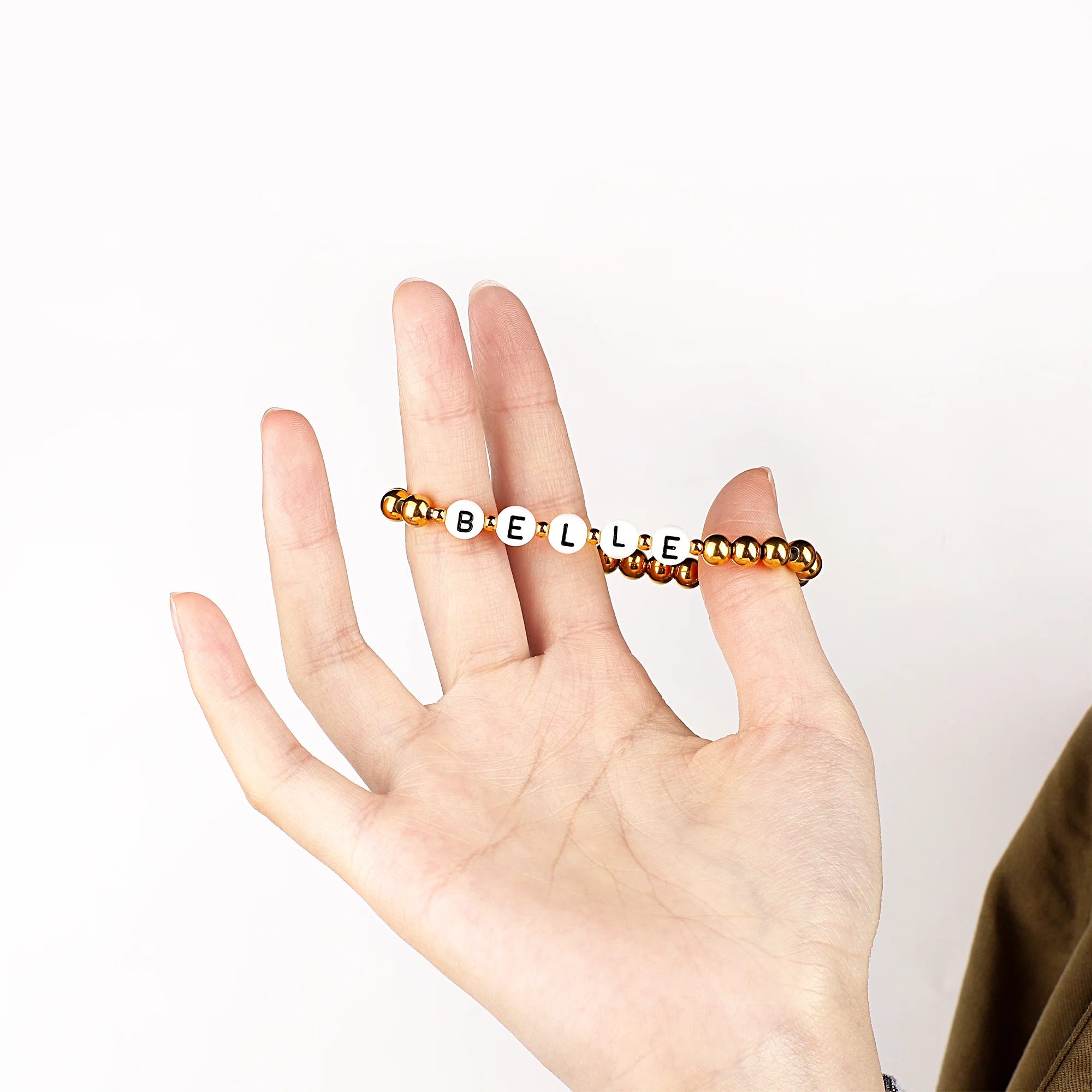 Custom Gold Beaded Name Bracelet