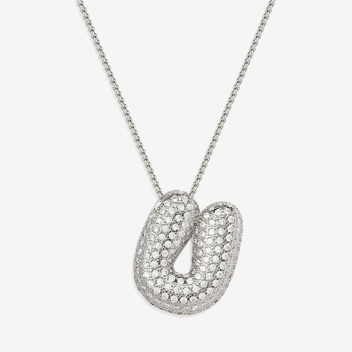 Pave Bubble Initial Necklace