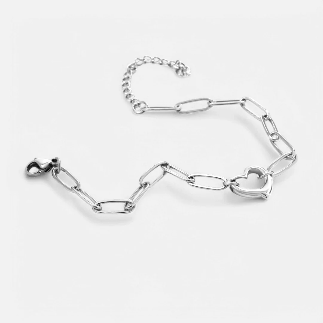 Open Heart Paperclip Chain Bracelet