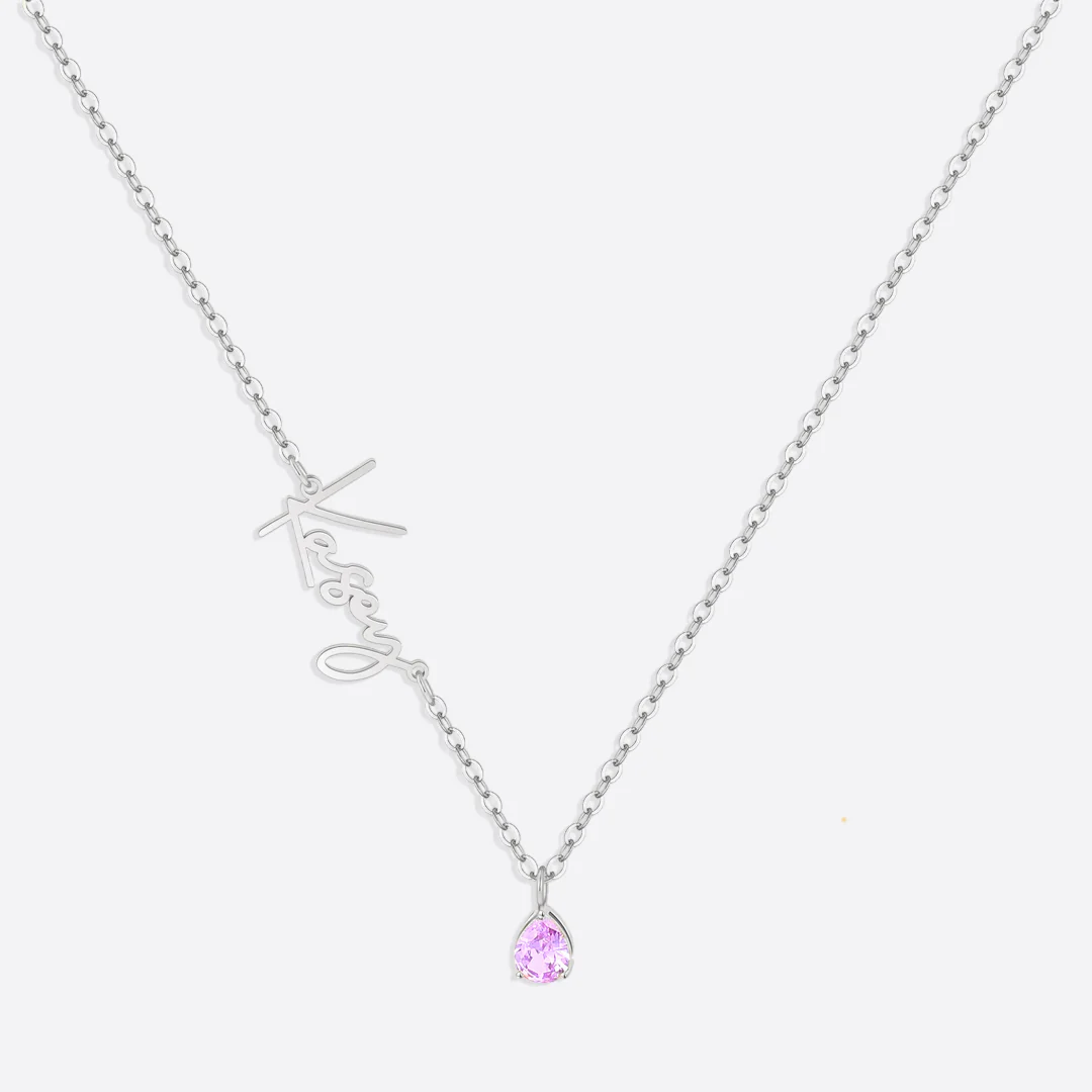 Handmade Birthstone Name Necklace