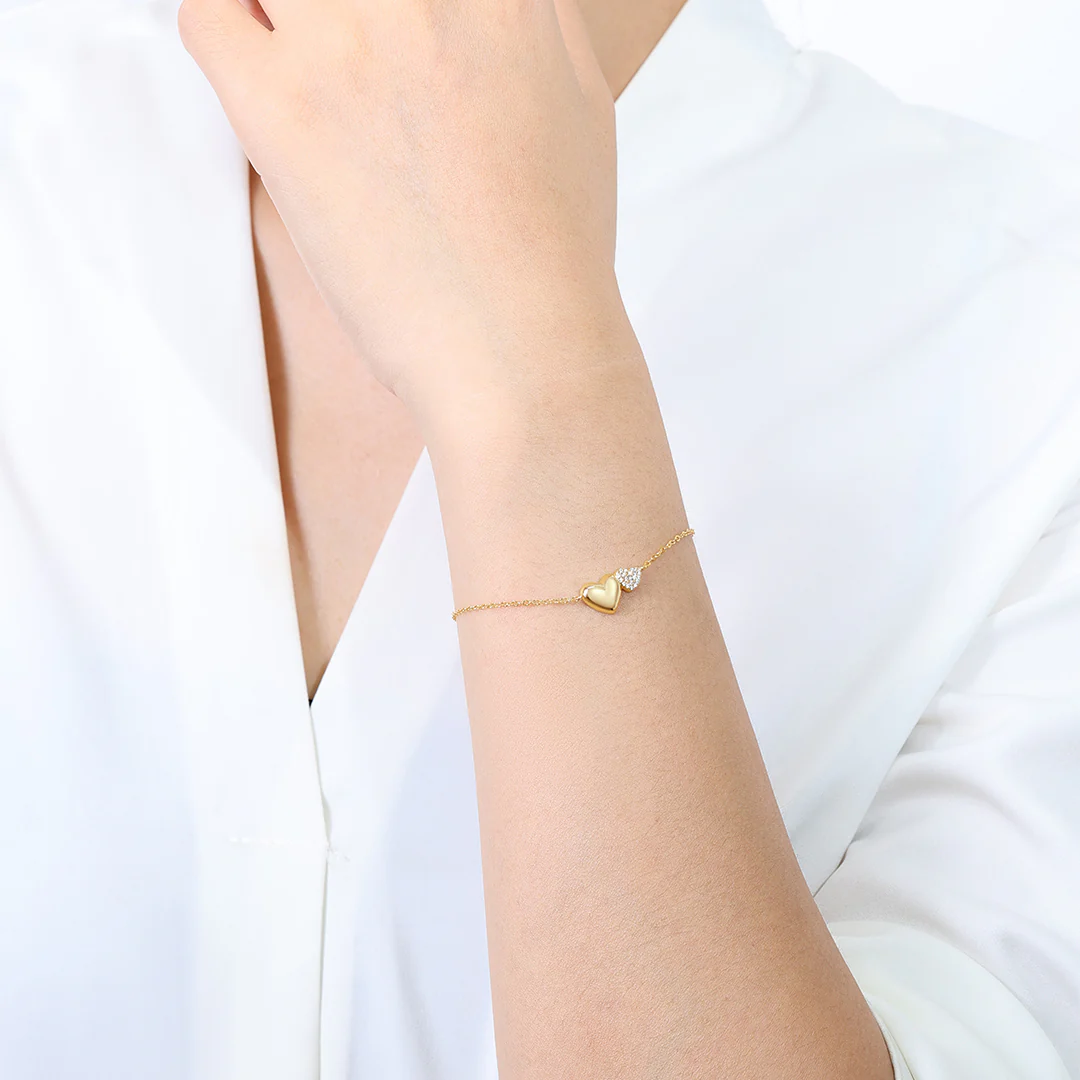 Gold Heart Pavé Bracelet