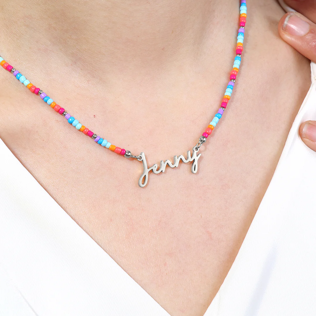 Beach Vibes Beaded Fairy Name Necklace