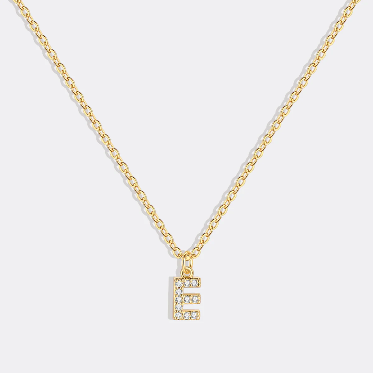 Gold Pavé Uppercase Initial Necklace
