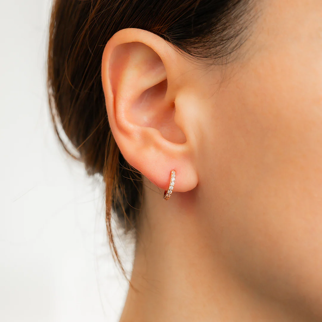 Pave Huggie Hoop Earrings