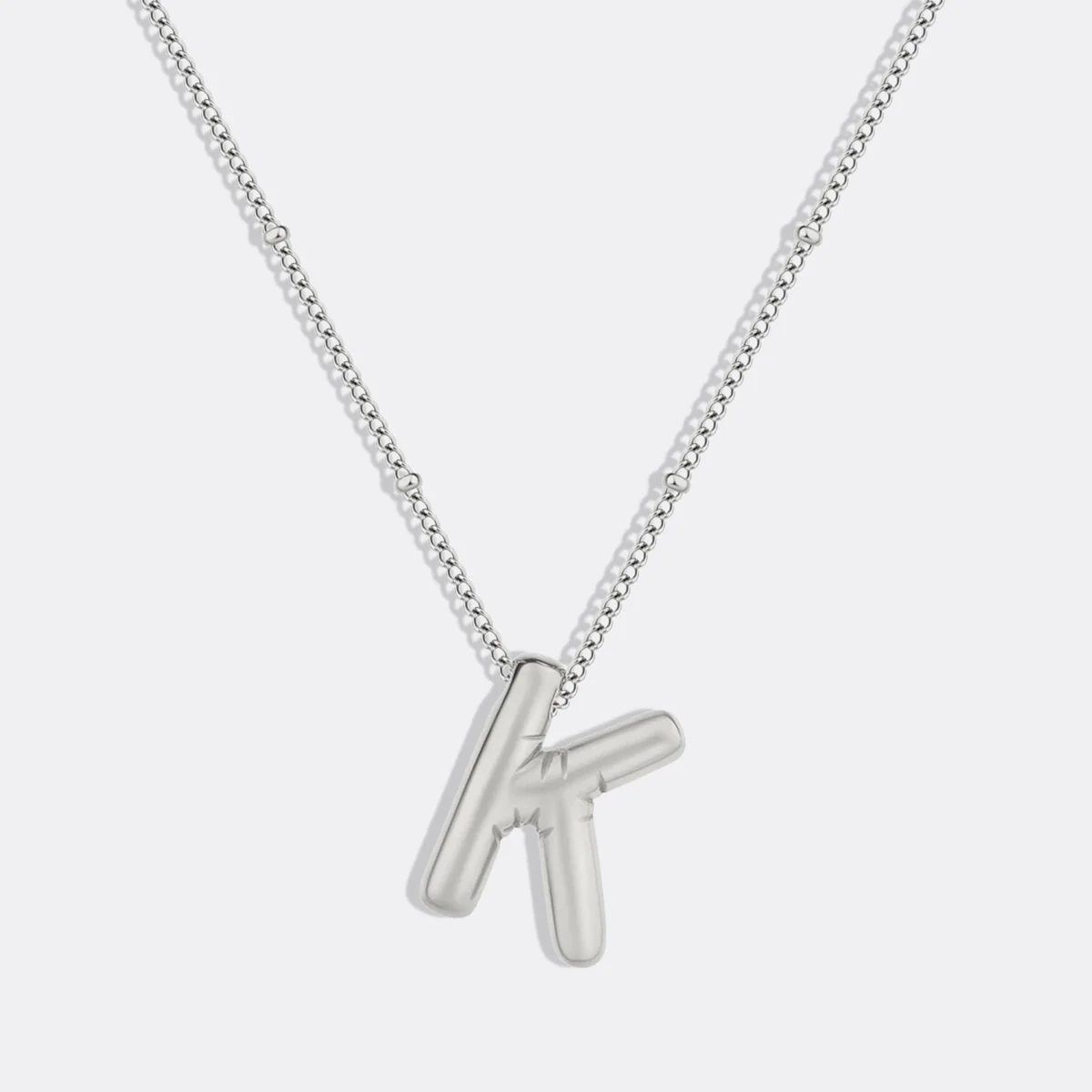 Balloon Initial Necklace with Satellite Chain
