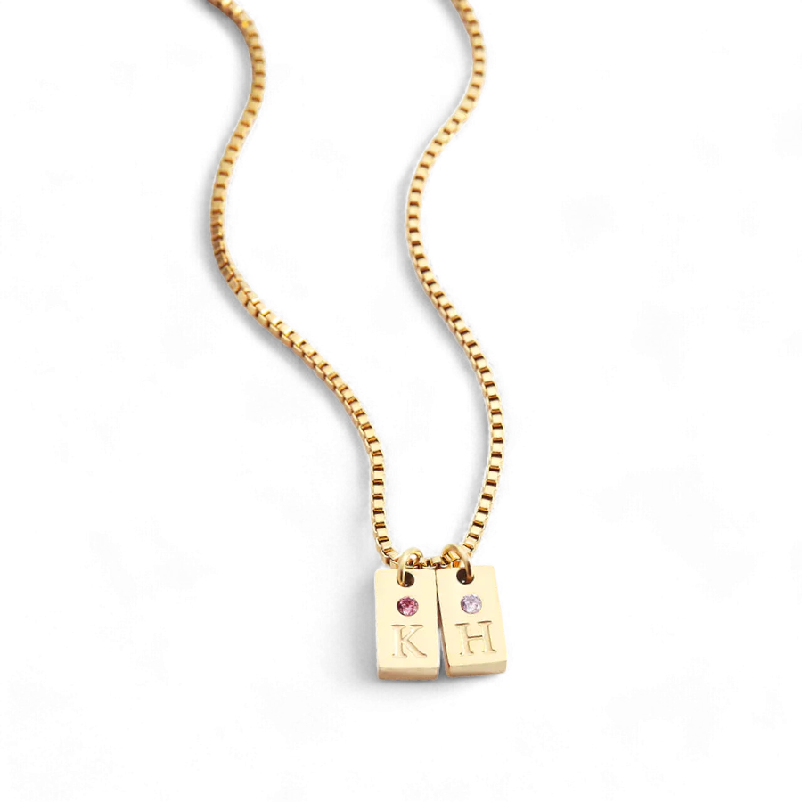 Dainty Pave Tag Initial Necklace