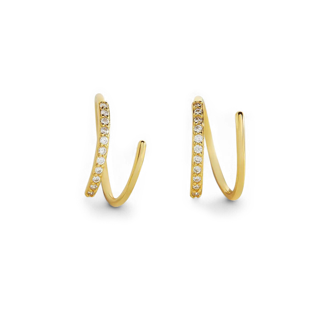 Double Loop Huggie Hoop Earrings